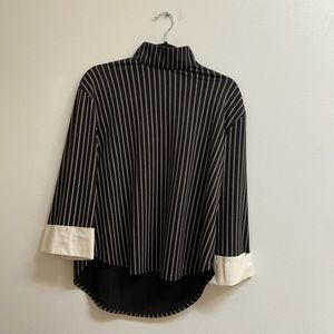 Zara Striped Mock Neck Top S